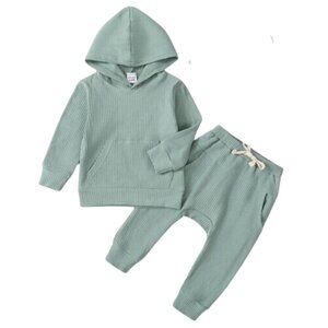 2pcs Baby Boy/Girl Cotton Ribbed Hoodie & Pants Set 12 - 18  Months